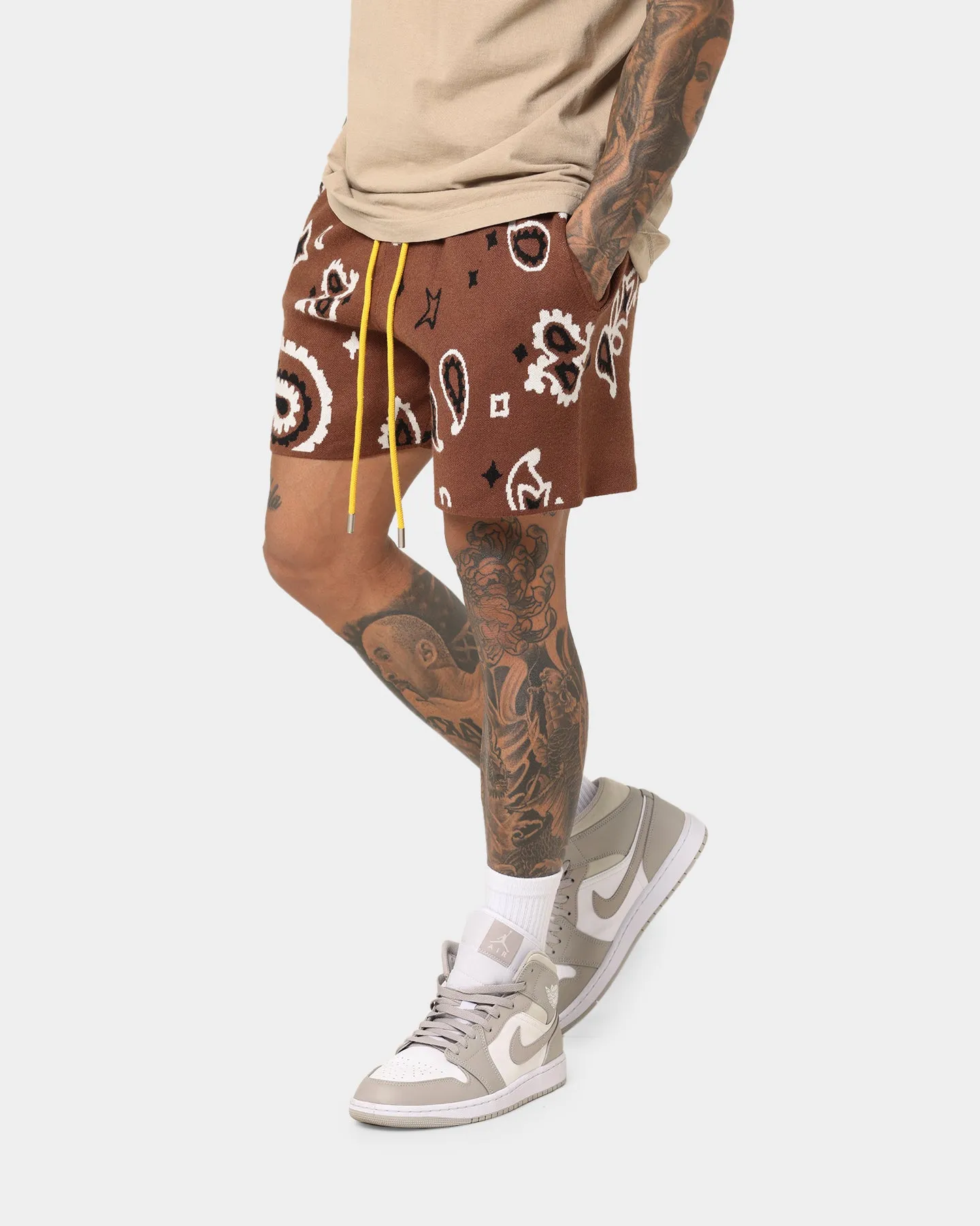 MNML Paisley Knit Shorts Brown