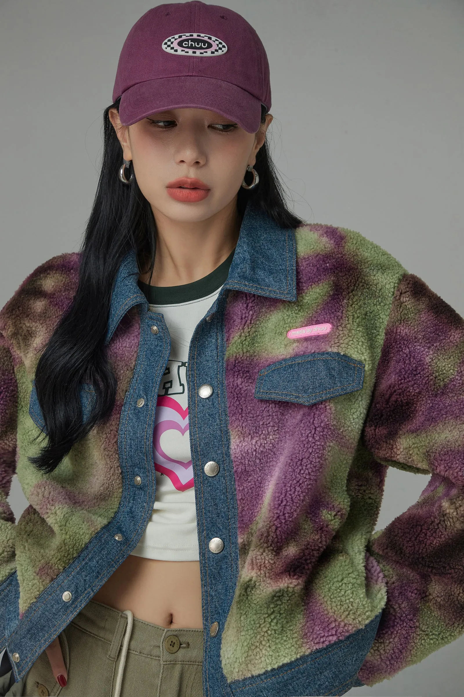 My Universe Printed Fleece Collar Jacket