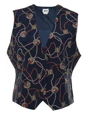 Navy & Red Nautical Design Waistcoat - M