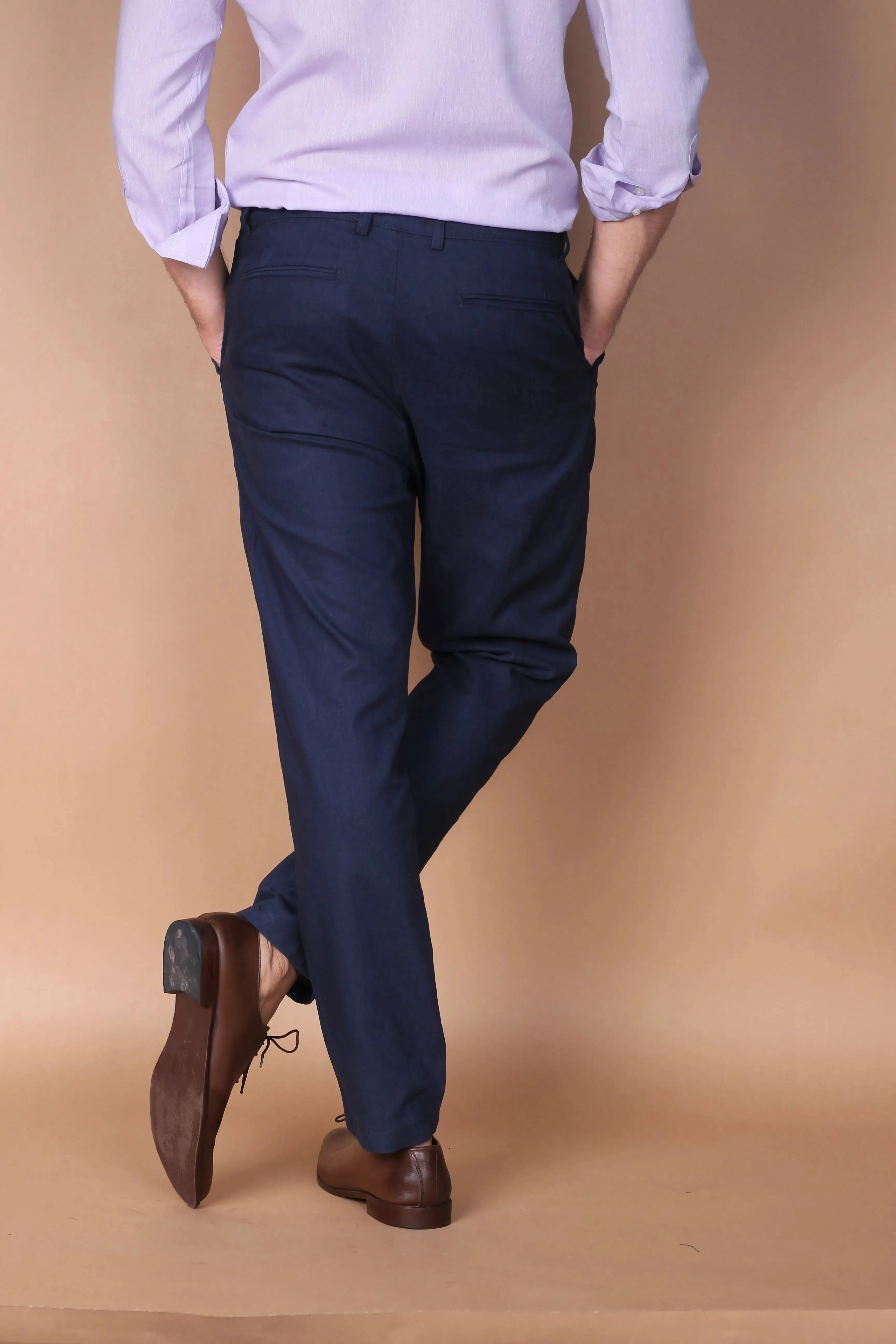 Navy Blue Linen Trousers