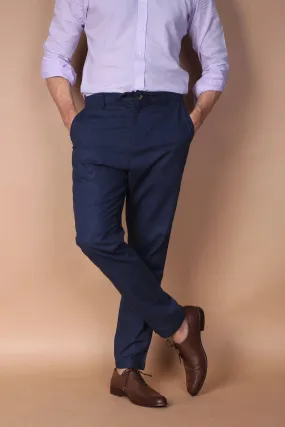 Navy Blue Linen Trousers