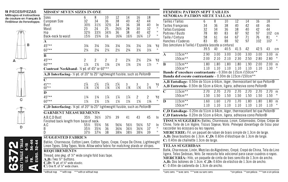 NL6372 Misses' Dresses Each in Two Lengths