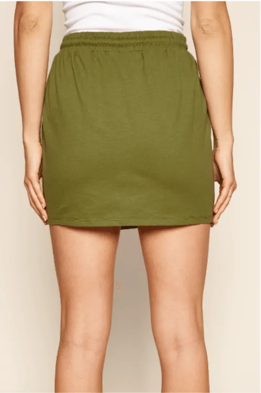 Olive Terry Drawstring Skirt