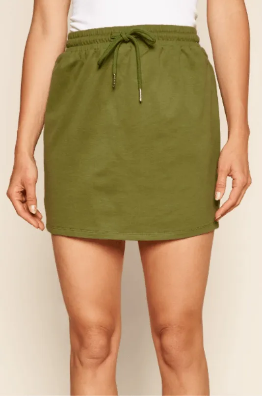 Olive Terry Drawstring Skirt