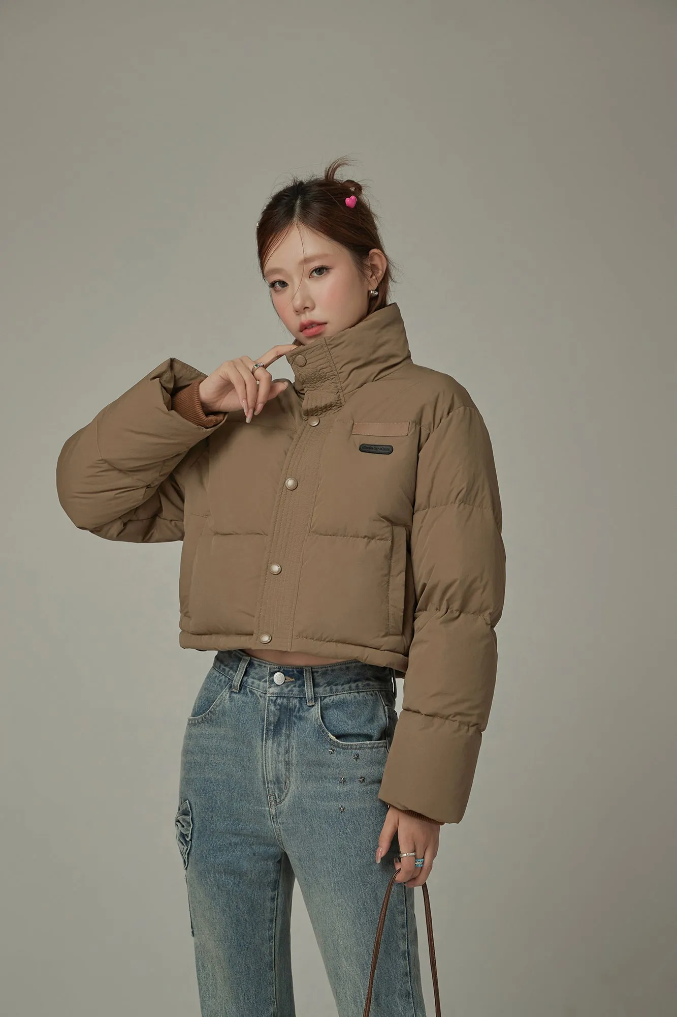 Oversized Logo Embroidery Padded Jacket