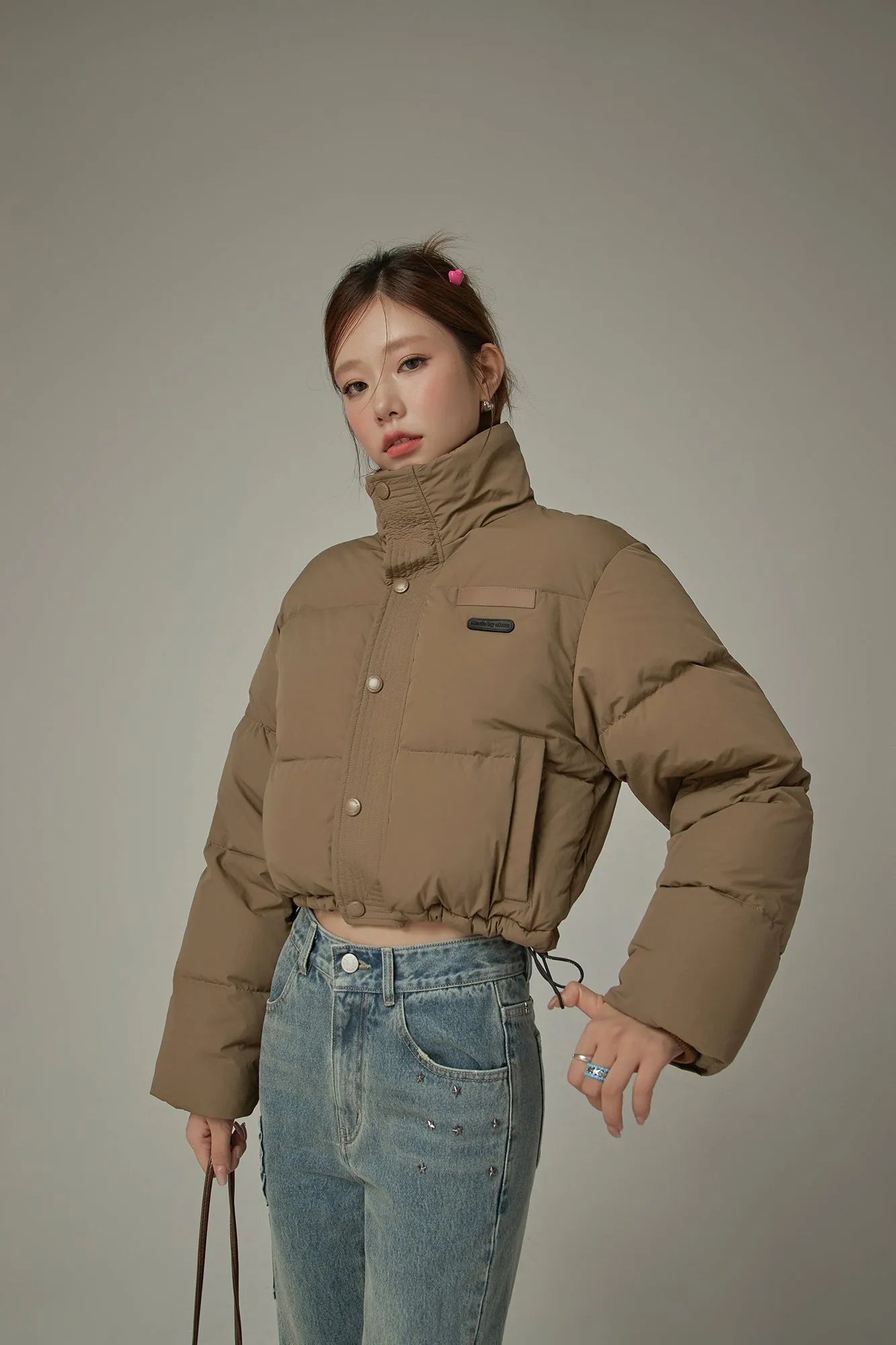 Oversized Logo Embroidery Padded Jacket