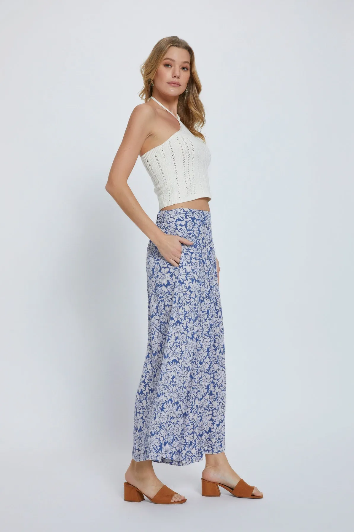 Palazzo Pants | Floral Denim