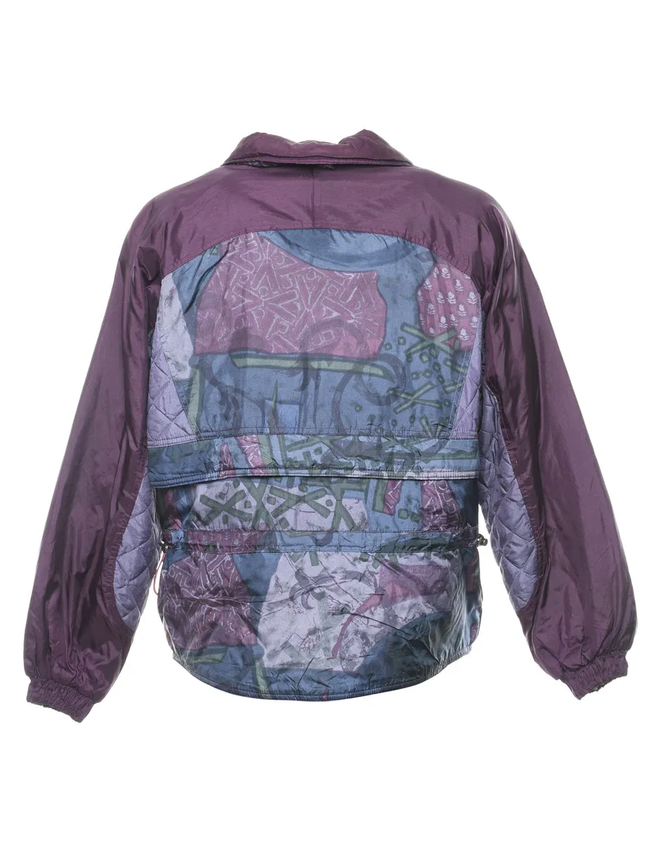 Patterned 1980s Purple & Lilac Ski Jacket - L