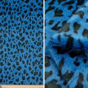 Patterned Plush Short Hair Faux Fur Design-23 Blue Leopard by 25CM