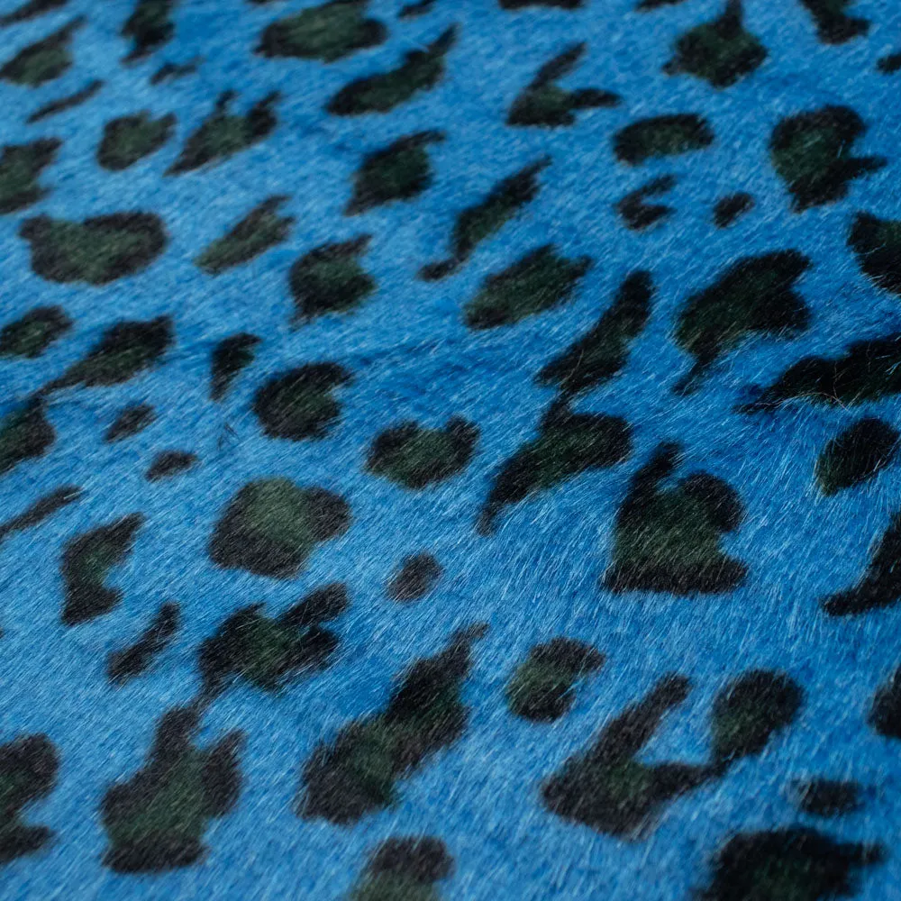 Patterned Plush Short Hair Faux Fur Design-23 Blue Leopard by 25CM