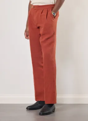 Pleated Tailored Trousers | Linen | Rust