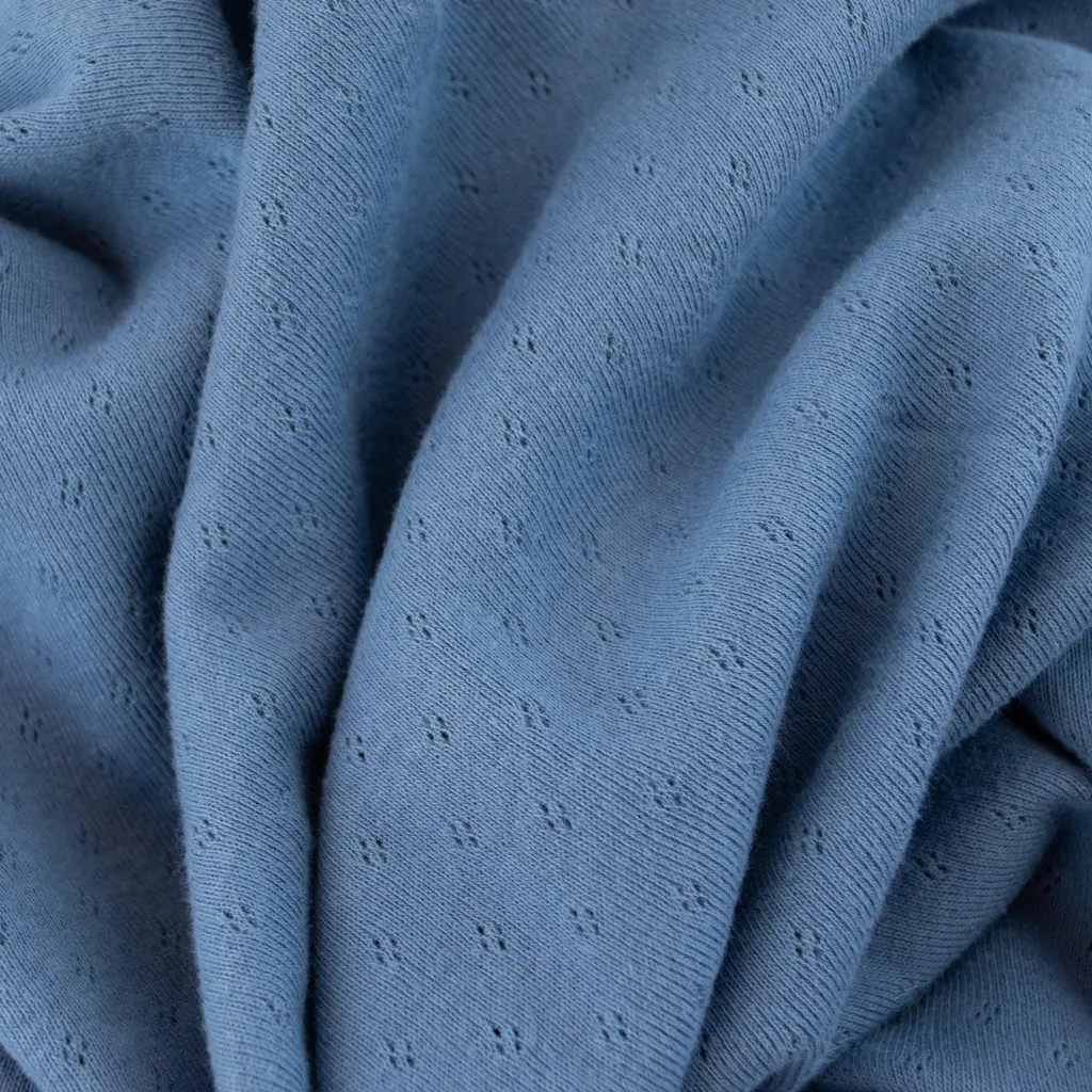 Pointelle Cotton Jersey - Dusty Blue