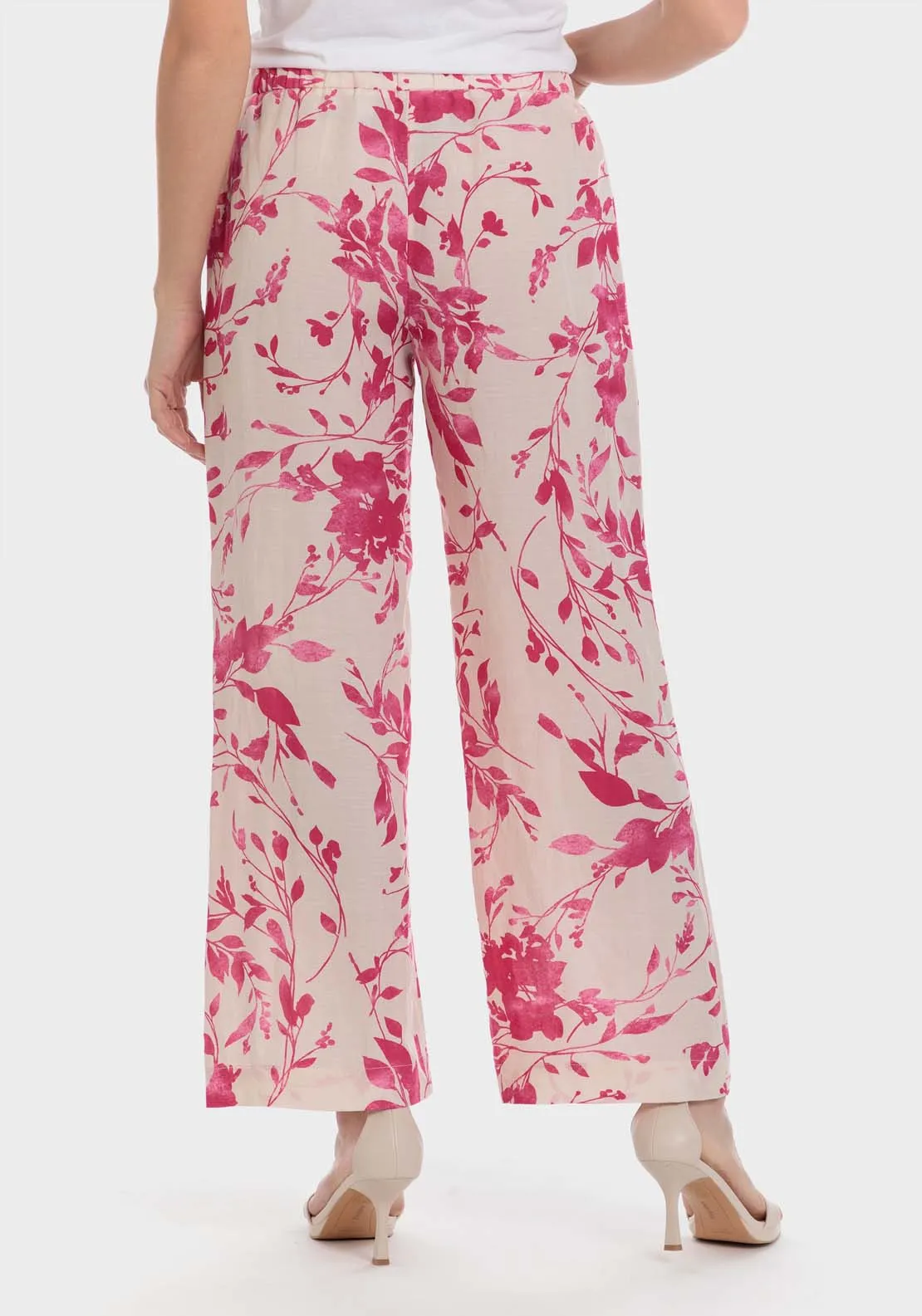 Printed Linen Trouser - Pink