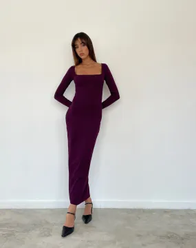 Samaira Long Sleeve Maxi Dress in Aubergine