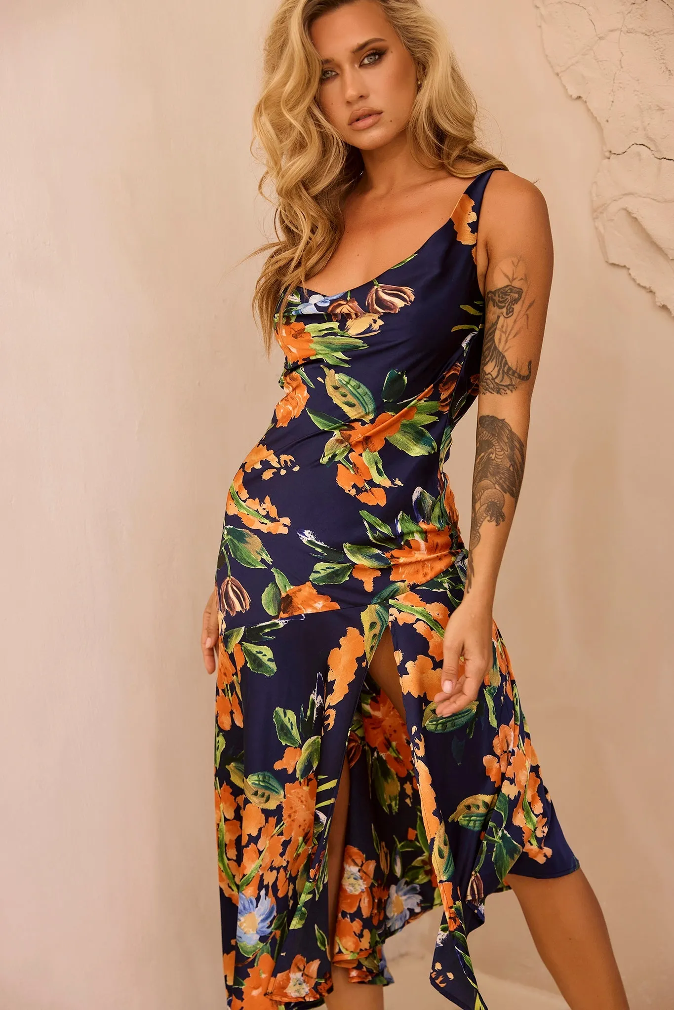 Secret Jungle Midi Dress - Navy Multi