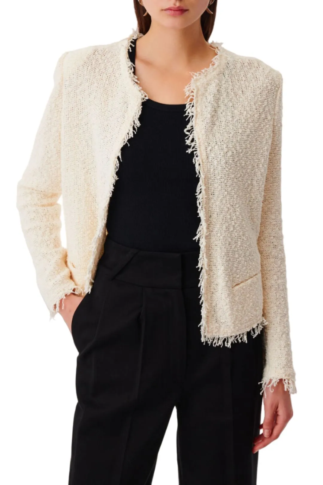 Shavani Classic Fringed Jacket in Ivory