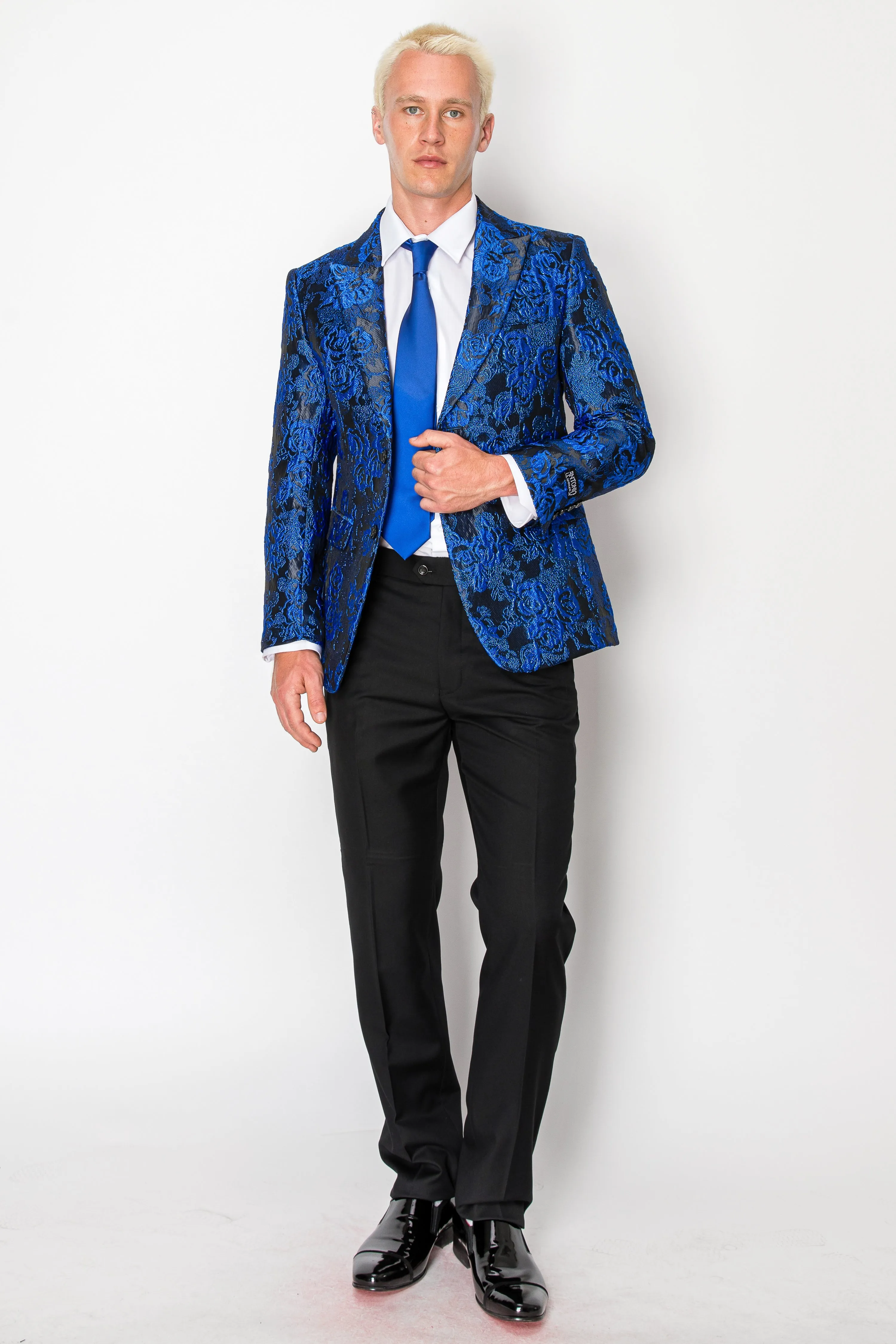 Shiny Blue Patterned Jacket (221702)