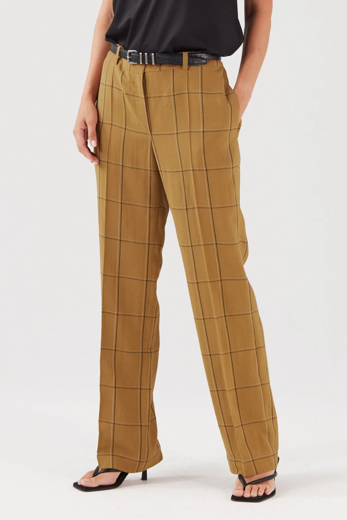 SMART VISCOSE BLEND STRAIGHT CUT TROUSERS