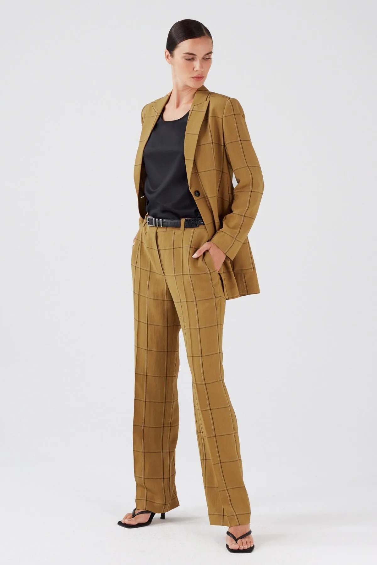 SMART VISCOSE BLEND STRAIGHT CUT TROUSERS