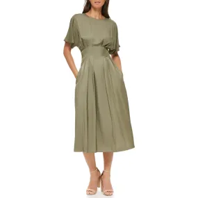 Smock Waist Woven Midi Sage