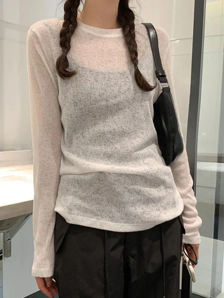 Solid Color Thin Long Sleeve Knit