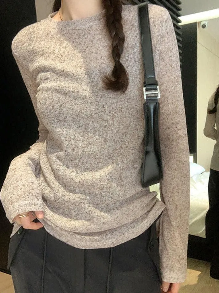 Solid Color Thin Long Sleeve Knit