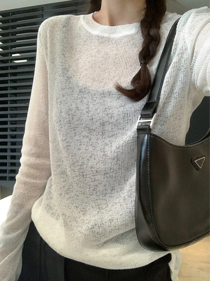 Solid Color Thin Long Sleeve Knit