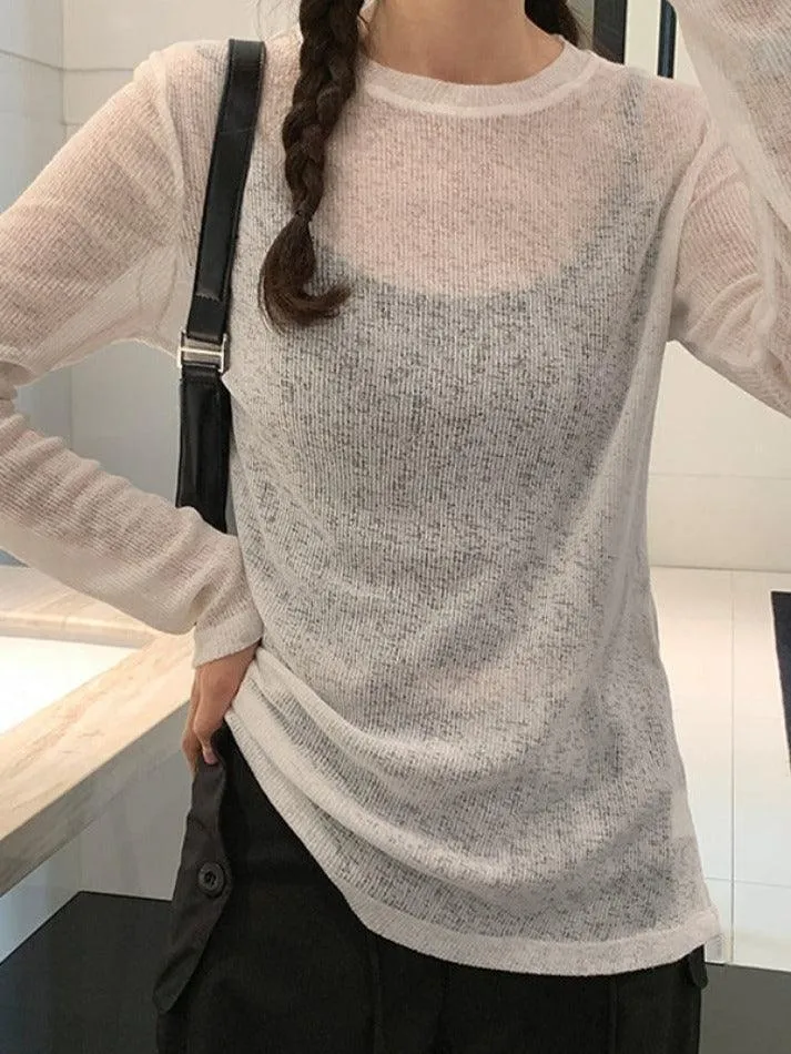 Solid Color Thin Long Sleeve Knit