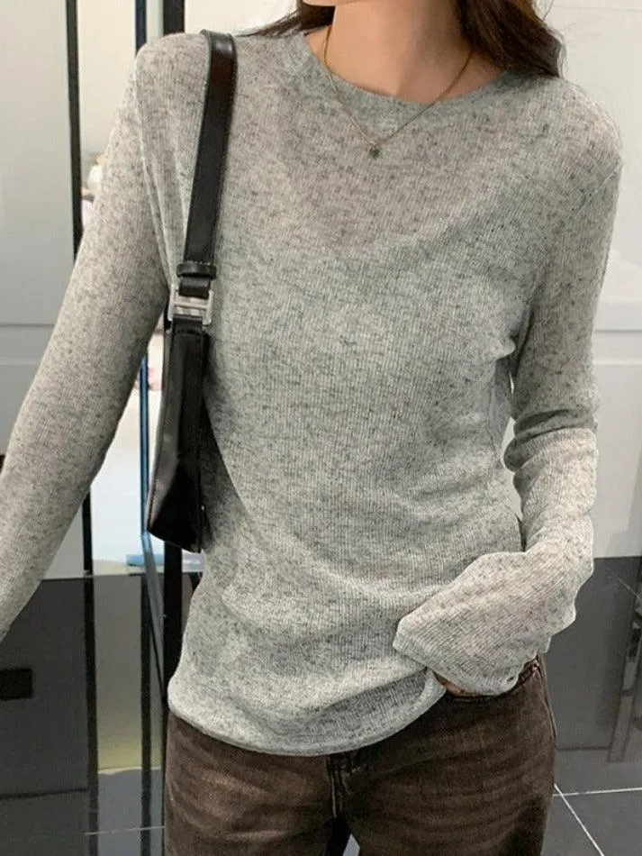 Solid Color Thin Long Sleeve Knit