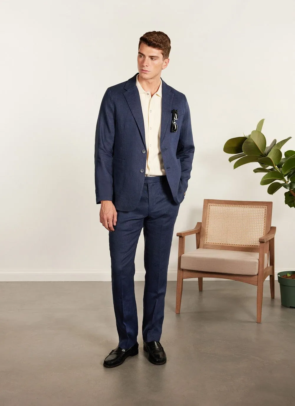 Tailored Linen Trousers | Royal Blue