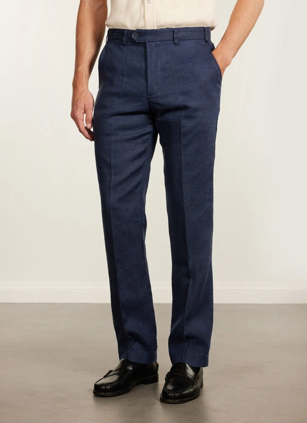 Tailored Linen Trousers | Royal Blue