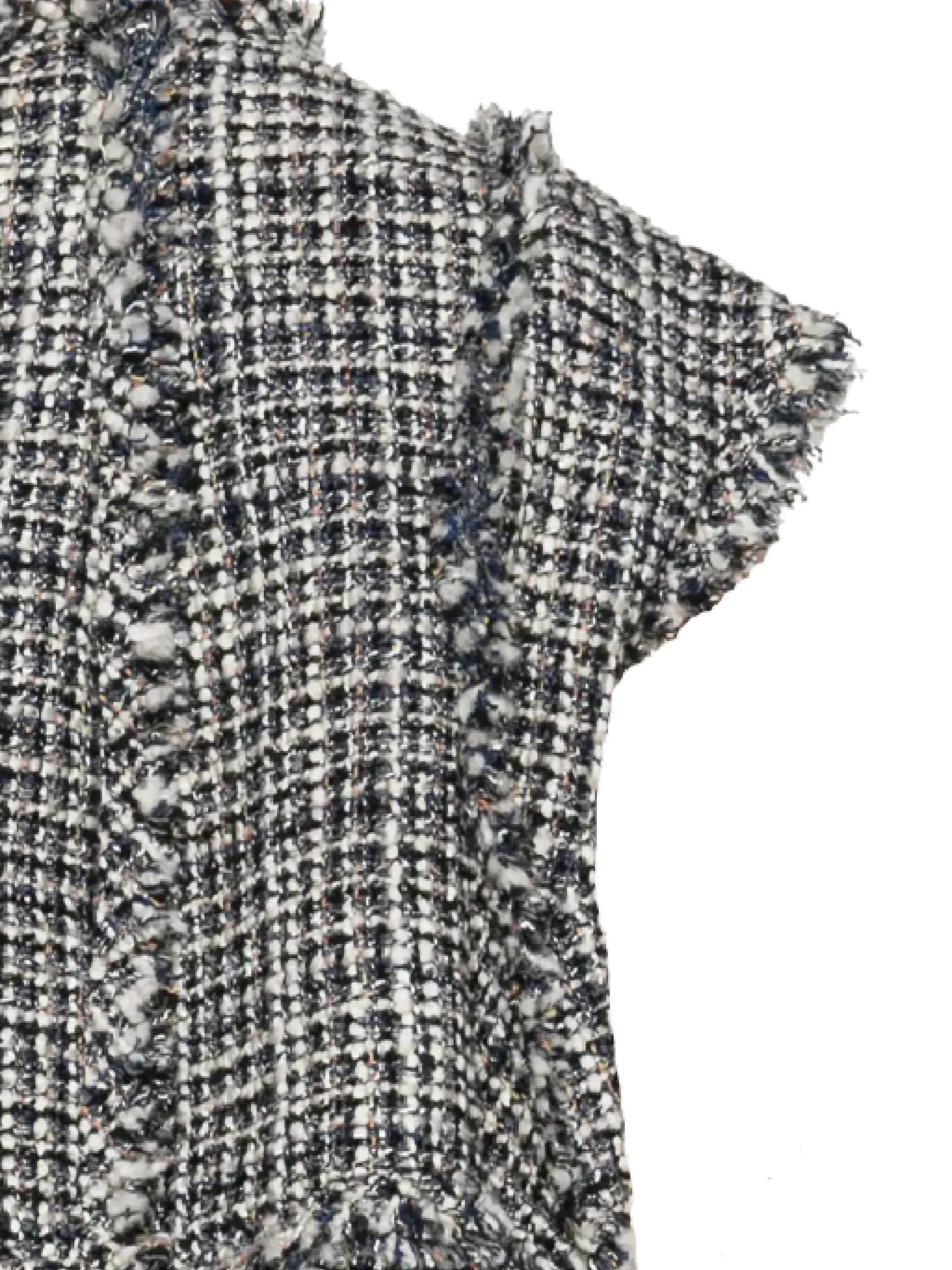 Tweed Vest with Fringed Edges