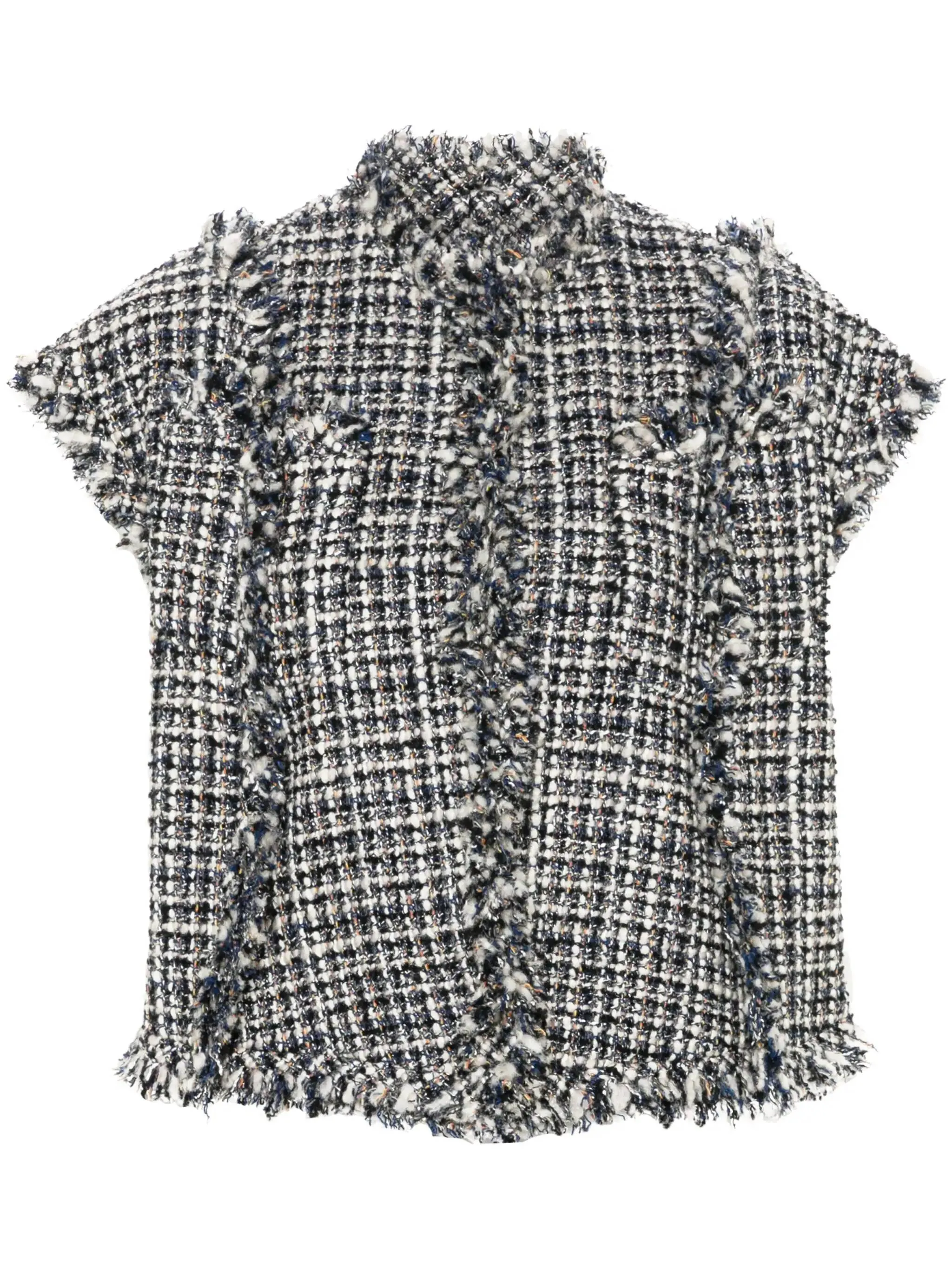 Tweed Vest with Fringed Edges