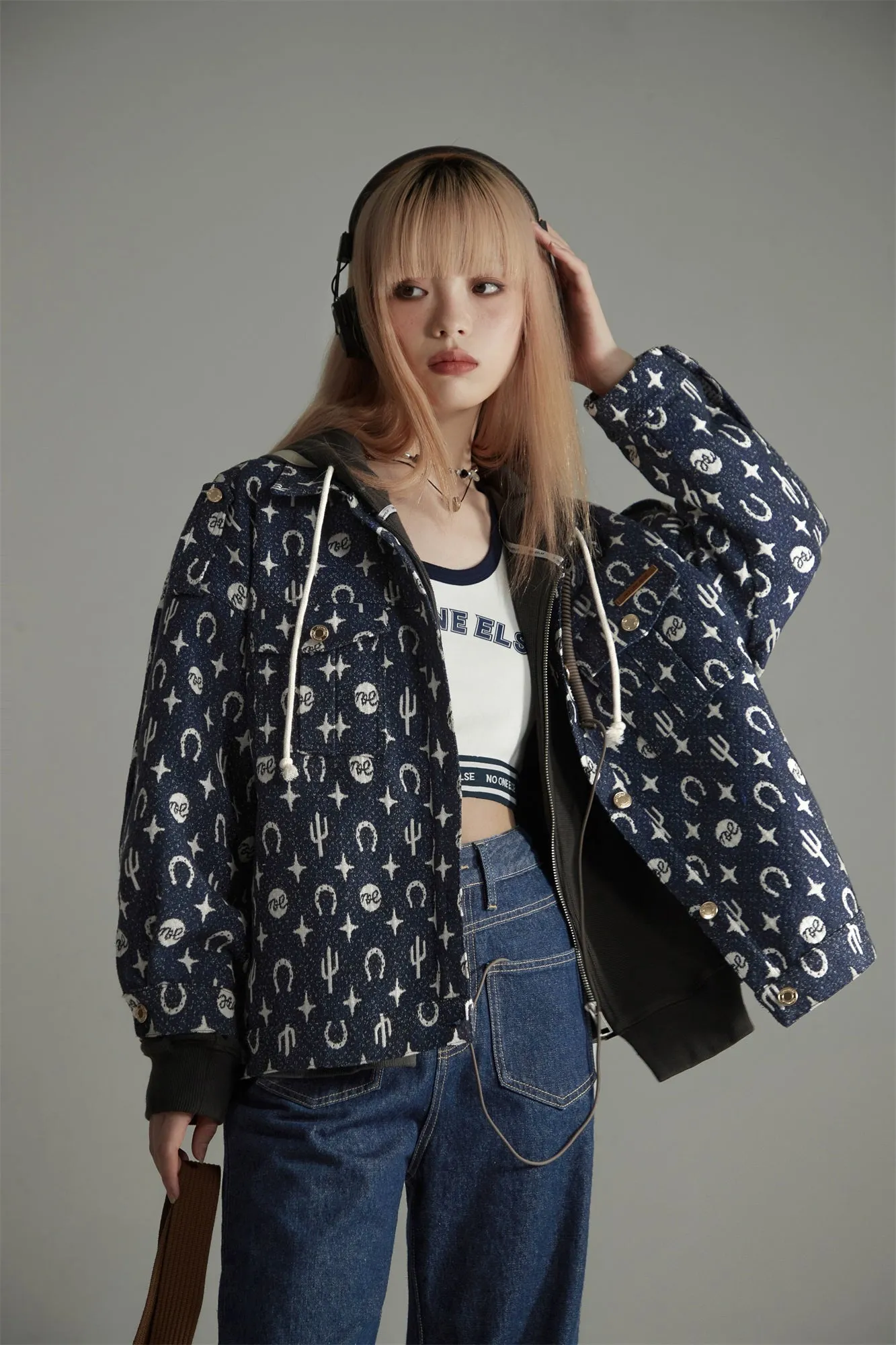 Western Pattern Printed Overfit Jacket