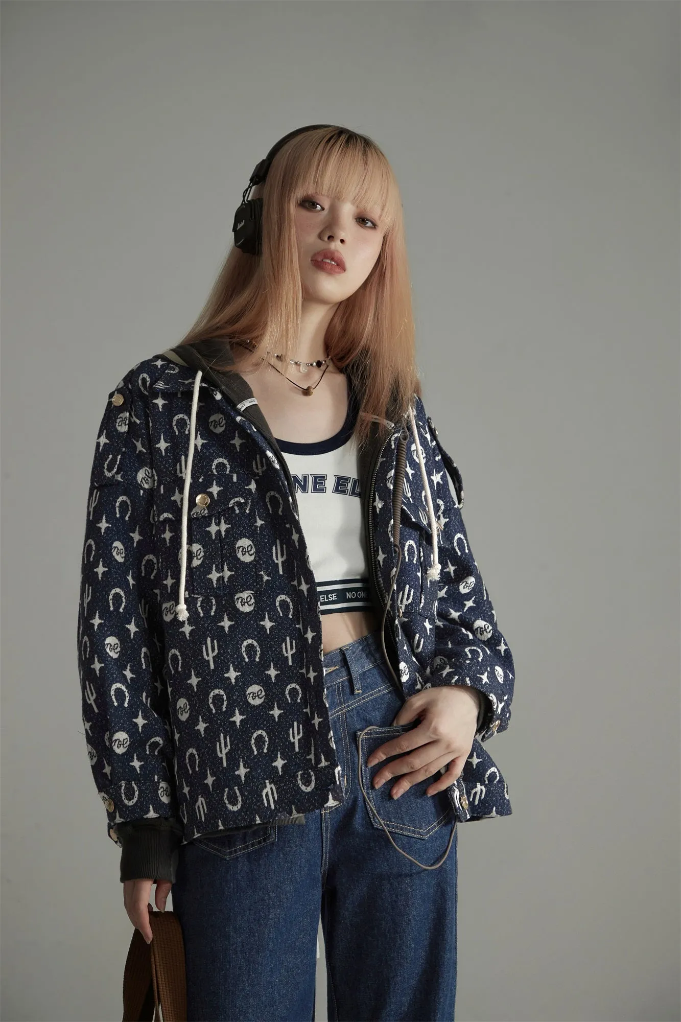 Western Pattern Printed Overfit Jacket