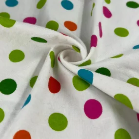 White & Multi-Colored Dots (1/2") | Printed Cotton/Spandex Jersey | SKU 7686A #U112