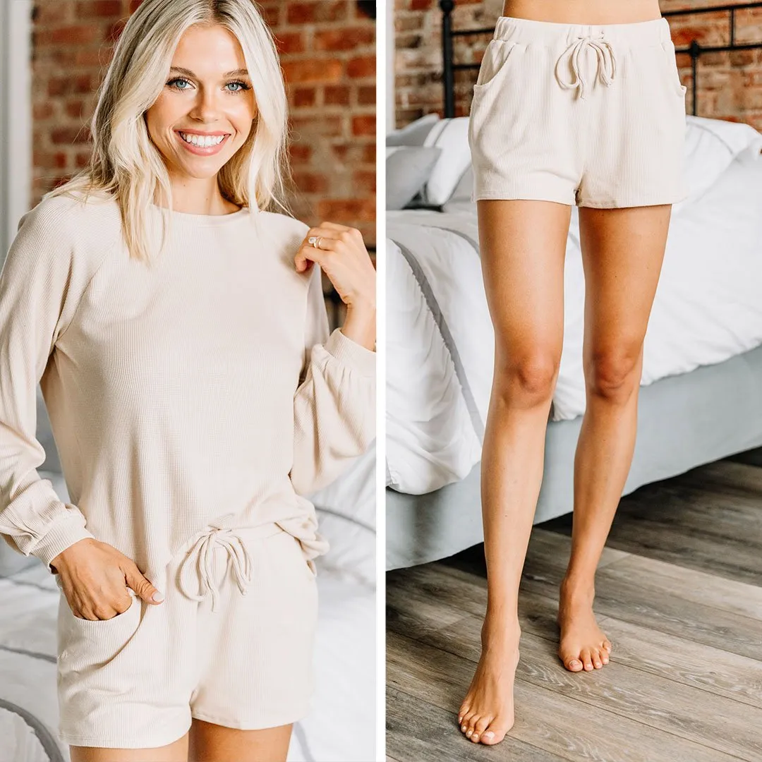 You've Got It Taupe Brown Waffle Shorts